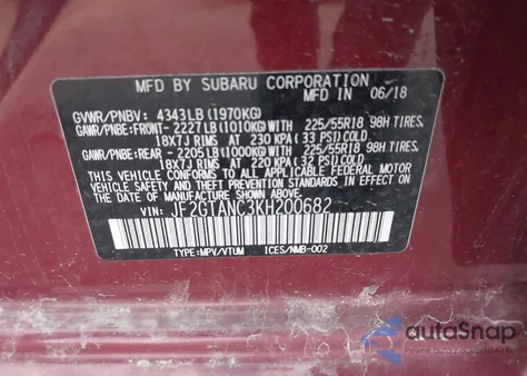 2019 Subaru Crosstrek 2.0I Limited from USA, damaged, VIN JF2GTANC3KH200682